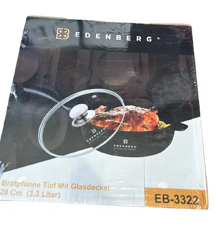 Сковорода глубокая Edenberg EB-3322 3.3 л мраморное покрытие со стеклянной крышкой 28 см - фото 3