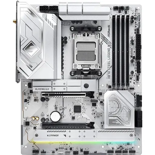 Материнская плата ASRock X870 Steel Legend WIFI (AM5/X870, 4xDDR5, 2xPCIex16, HDMI/USB4, 4xSATA, 3xM.2, 2.5GLan, ATX)