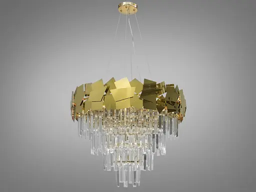 Вишукана, сучасна кришталева люстра на 14 ламп, діаметром 60 см, колір-зол - фото 1