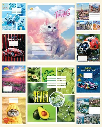 Зошити учнівські 24 аркуша лінія Тверда ТЕ42303 Мікс3, 20 шт. в упаковці