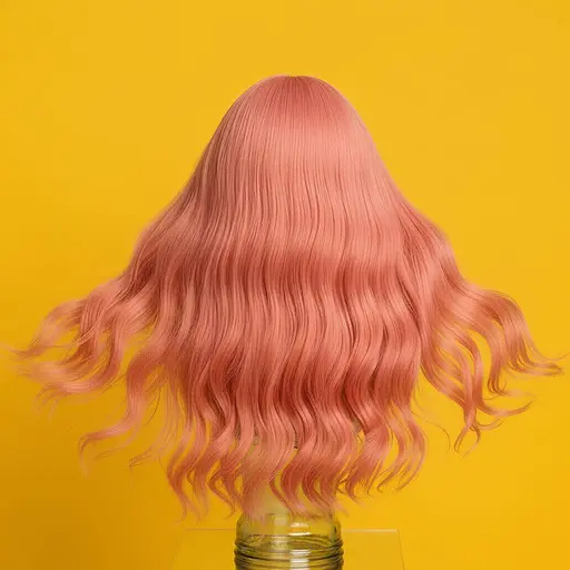 Парик кудрявый длинный ровный срез из термоволокна 80 см розовый - фото 2