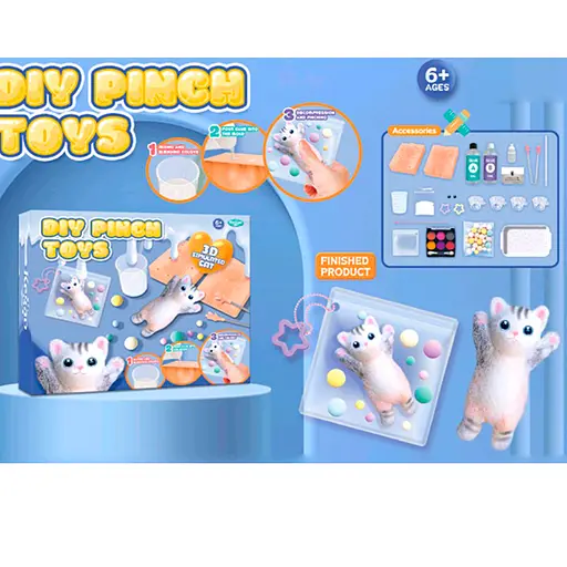 Набір для творчості, антистрес Кіт, рідина, суміш, мішура - фото 3