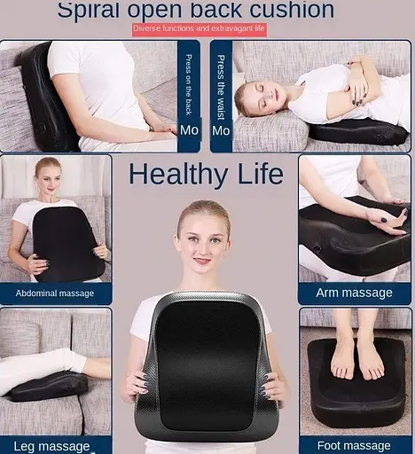 Массажная роликовая подушка для шеи, спины и тела Junsu 96Z Черный - фото 8