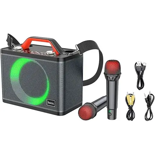 Портативна акустика Hoco BS57 Jenny Dual Mic Wireless Karaoke караоке система 2 мікрофони чорна - фото 1