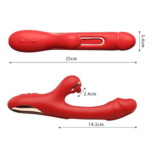 Вібратор точки G та постукуванням клітора 3в1 Pretty Love Finger Bunny 21 режим Червоний - фото 5