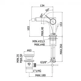 Змішувач для біде Paffoni Rock з донним клапаном chrome RO135CR, Хром - фото 2