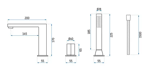 Смеситель для ванны Rea Icon на борт ванны black matt REA-B3622 Черный матовый - фото 7