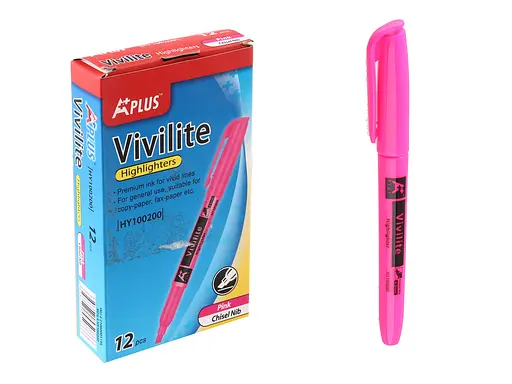 Набор текст-маркеров Beifa, 100200-PIN, скошенный наконечник, розовый, 12 шт. в упаковке