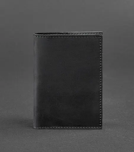 Кожаная обложка для паспорта и военного билета 1.2 черная Crazy Horse - фото 1