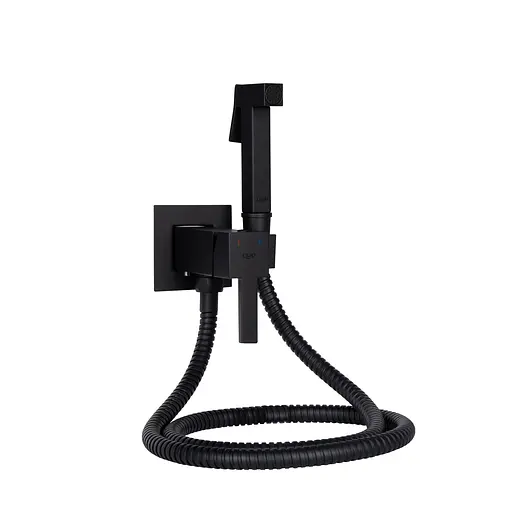 Набір гігієнічного душа прихованого монтажу Qtap Inspai-Varius прямокутний QT259710842859NB Black Matt, Чорний матовий - фото 1