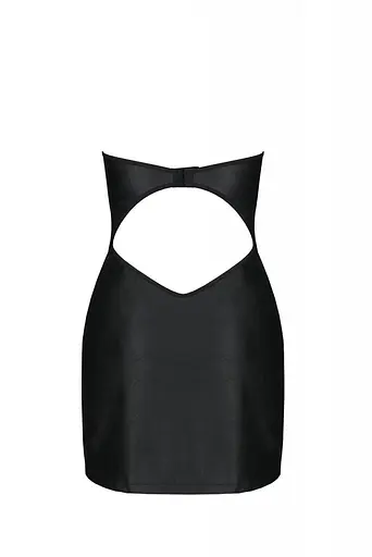 Мини-платье из экокожи Passion Celine Chemise black шнуровка трусики в комплекте 4XL/5XL - фото 4
