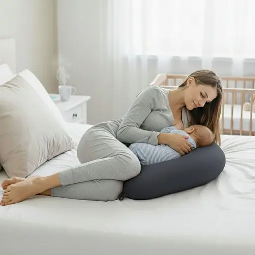 Подушка для вагітних та годування Sei Design трикотаж гіпоалергенна, наволочка з бавовни на блискавці темно сіра 30 х 190 см (8000036178*001) - фото 6