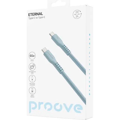 Кабель Proove Eternal USB-C to USB-C 60W 1m Light Blue (CCET60002208) [131026] - фото 2