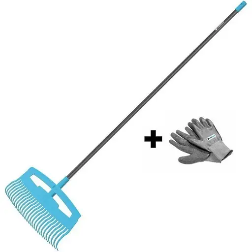 Грабли Cellfast для листьев IDEAL, комплект с перчатками BASIC, ширина 52,5 см, 178 см, 0,74 кг - фото 1