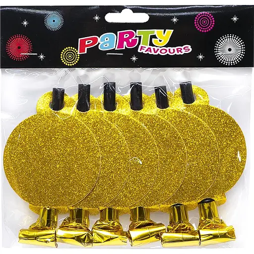 Набор фольгированная трубочка-свисток с кругом глиттер, 6 шт., 1698-6
