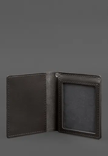 Кожаная обложка для удостоверения офицера ГНСУ (три кармана) темно-коричневая - фото 4