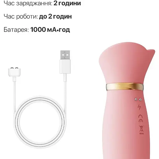 Вібратор з підігрівом та вакуумною стимуляцією клітора Zalo - ROSE Vibrator Strawberry Pink - фото 6