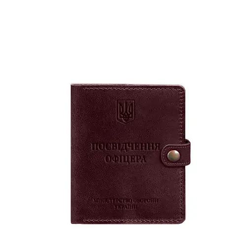 Кожаная обложка-портмоне для удостоверения офицера 11.0 бордовая Crazy Horse - фото 10