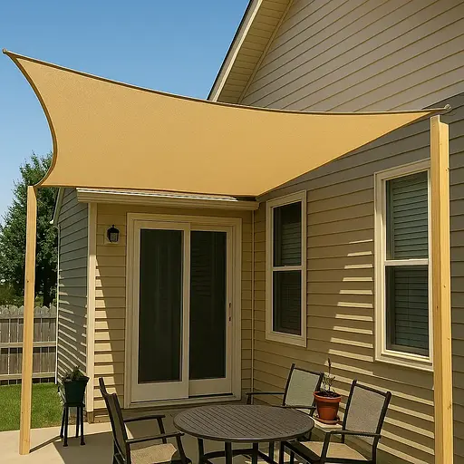 Тент навіс затіняючий квадратний 4х4м Сітка (Бежевий) - фото 6