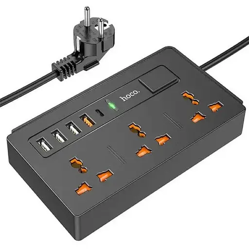 Роздільник мережі Hoco DC15 3 розетки 4 спідниці two-in-one multi-socket extension charger - фото 1