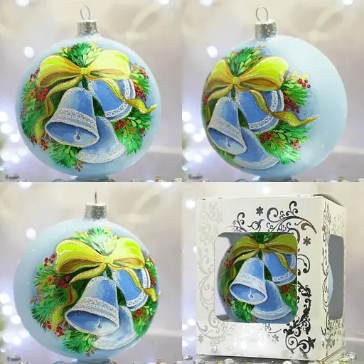 Ялинкова прикраса Санта Шоп Дзвіночки блакитні скло (4820001106923) - фото 5