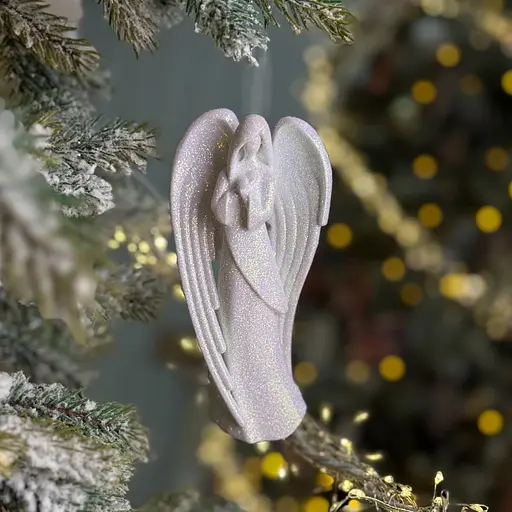 Новорічна підвіска MIS LT Янгол молиться-2 7х2,5х13,5 см рожевий - фото 2