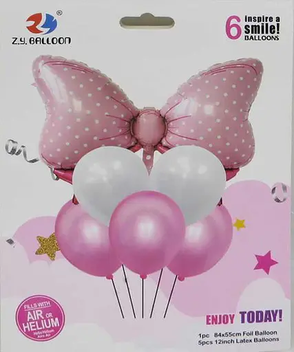 Набор воздушных шаров Бантик, 6 шт. (1 шт. 75 см + 5 шт. 30 см)