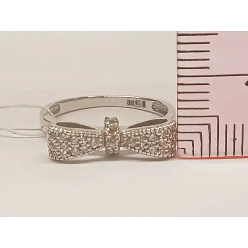 Золоте кільце Харківська ювелірна фабрика Бантик з фіанітами. 700181-бел 17 - фото 5