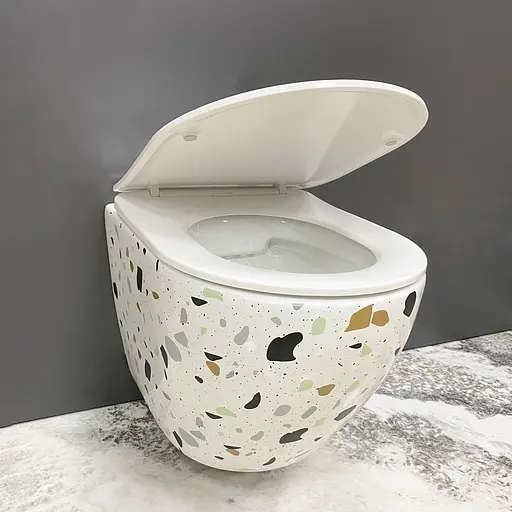 Подвесной унитаз VBI Vulcano terazzo VBI-020409, Белый - фото 1