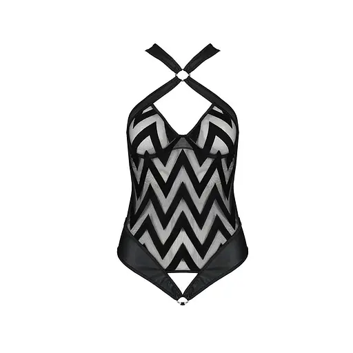 Сетчатый боди с халтером и ритмичным рисунком Hima Body black - Passion L/XL - фото 3