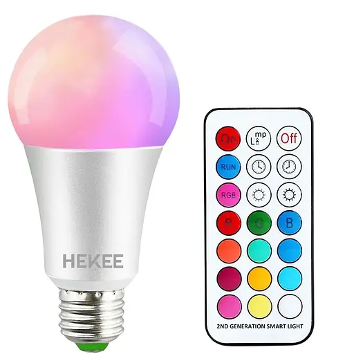 RGB Лампочка HEKEE 2G поколения RGBW с пультом ДУ E27