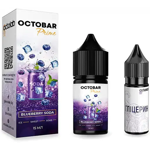 Набір компонентів для самозамісу сольової заправки Octobar Prime 15 мл Blueberry Soda Ягідна Содова 0-50 мг (19050) - фото 1