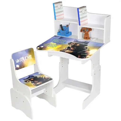 Дитяча парта Bambi N 2071-2-1 Кіт-воїн зі стільчиком та интерактивною англійсько-українською абеткою