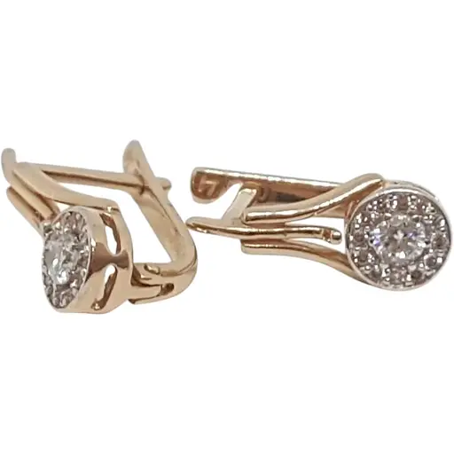 Золотые серьги Семейные драгоценности с фианитами. 131128