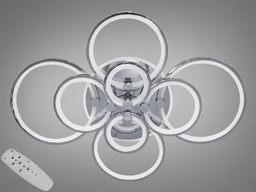 LED акриловая люстра с пультом, диммером и подсветкой, 235W, хром - фото 1