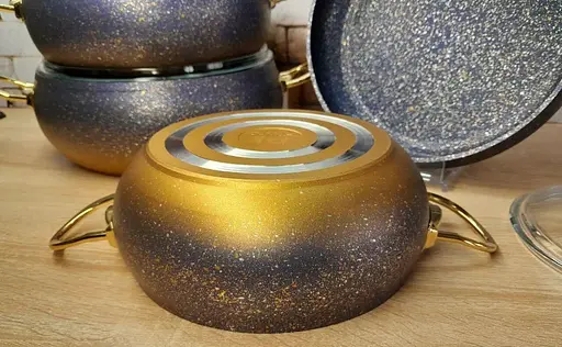 Набір каструль O.M.S. Collection 3023 з гранітним покриттям 7 предметів Синій (Туреччина) - фото 3