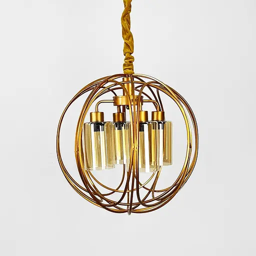 Люстра Лофт у мідному корпусі форми плетена сфера Ø 50 см | Line F | Арт. 12575/4 - фото 2