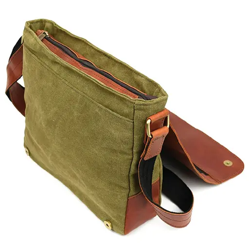 Сумка через плече Tarwa розміру А4 з парусини та шкіри 30х32х7.5 см sum0028339 - фото 7