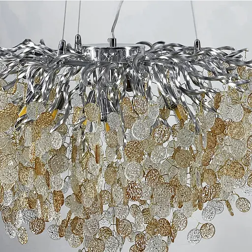 Люстра в хромовом корпусе с пластинами из комбинированного стекла Line.F MD 9046 CH - фото 2