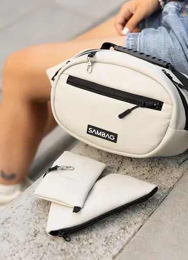 Сумка через плечо женская бананка Sambag Flex серая 30×17×10 см (85351030) - фото 4