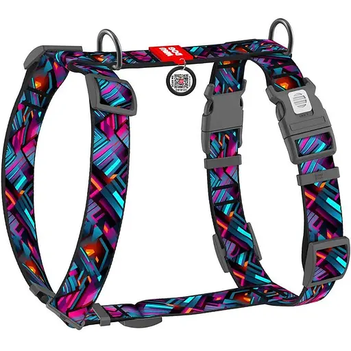 Шлея для собак Waudog анатомічна H-подібна Nylon з QR-паспортом Нескінченні світи XL Ш 35 мм - фото 1