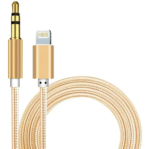 Кабель AUX Lightning-TRS Audio 3.5мм Male/Male 1м Gold