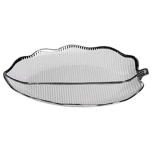 Фарфоровое блюдо для сервировки стола в форме листьев 41×27×4 (см) блюдо для подачи закусок Серебро Yiwu ML6045 - фото 6