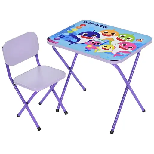 Детский столик Bambi M 5960-9 Baby Shark складной со стульчиком фиолетовый