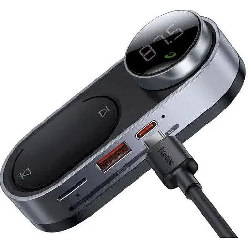 FM-блютуз-модулятор автомобільний Baseus CCTM-01 трансмітер адаптер зарядний пристрій - фото 1