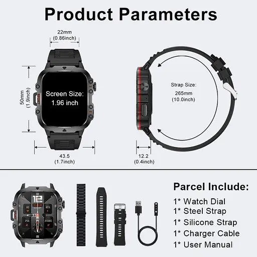 Розумний смарт годинник Smart Expert Nano Steel + 2 ремінця (Чорний) - фото 7