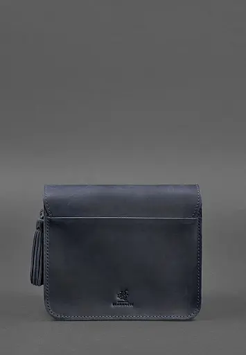 Кожаная женская бохо-сумка Лилу синяя Crazy Horse - фото 5