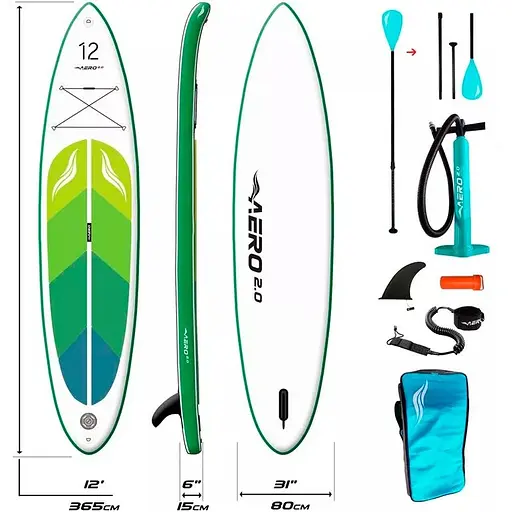 Надувна SUP-дошка AERO Board 2.0 12'0" Green Leaf [140358] - фото 4
