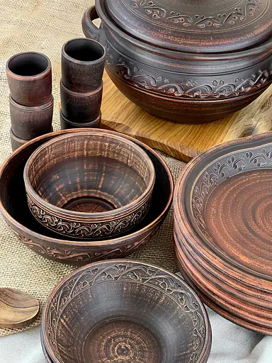 Шашлычный столовый сервиз керамической (глиняной) посуды на 6 человек Декор - фото 4