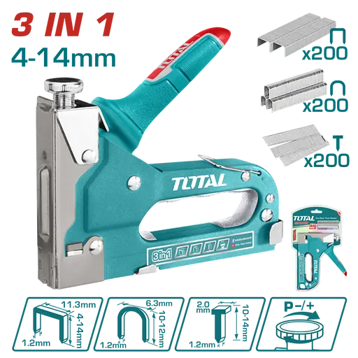 Степлер TOTAL THT31143 3 в 1 (скоби + цвяхи)